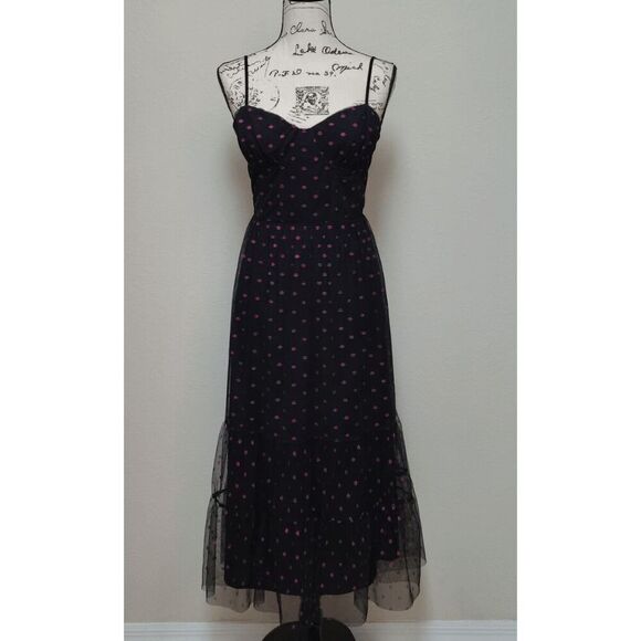 💋 BETSEY JOHNSON Lip Print Tiered Sweetheart Black Dress SIZE 12 NWT - Picture 5 of 13